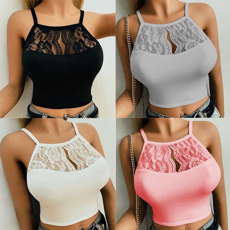 Pure Color Halter Slim - Fit Women's Lace - SHOWLU FASHION STORE