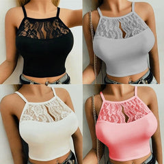 Pure Color Halter Slim - Fit Women's Lace - SHOWLU FASHION STORE