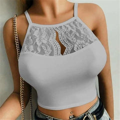 Pure Color Halter Slim - Fit Women's Lace - SHOWLU FASHION STORE