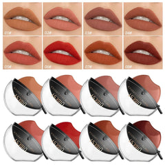 QIBEST Lip - shaped Lipstick Makeup Lazy Lipstick Velvet Matte Moisturizing Lip Gloss Waterproof Non - stick Cup Long Lasting Makeup - SHOWLU FASHION STORE