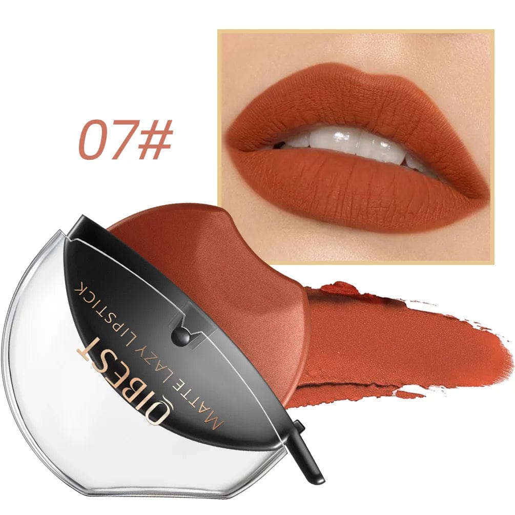 QIBEST Lip - shaped Lipstick Makeup Lazy Lipstick Velvet Matte Moisturizing Lip Gloss Waterproof Non - stick Cup Long Lasting Makeup - SHOWLU FASHION STORE