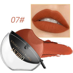 QIBEST Lip - shaped Lipstick Makeup Lazy Lipstick Velvet Matte Moisturizing Lip Gloss Waterproof Non - stick Cup Long Lasting Makeup - SHOWLU FASHION STORE