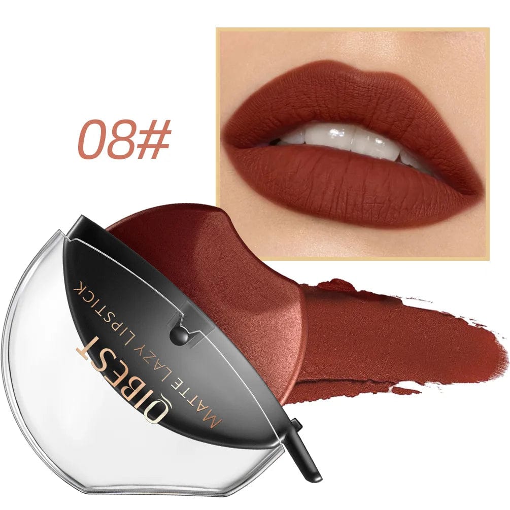 QIBEST Lip - shaped Lipstick Makeup Lazy Lipstick Velvet Matte Moisturizing Lip Gloss Waterproof Non - stick Cup Long Lasting Makeup - SHOWLU FASHION STORE