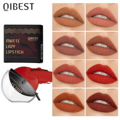 QIBEST Lip - shaped Lipstick Makeup Lazy Lipstick Velvet Matte Moisturizing Lip Gloss Waterproof Non - stick Cup Long Lasting Makeup - SHOWLU FASHION STORE
