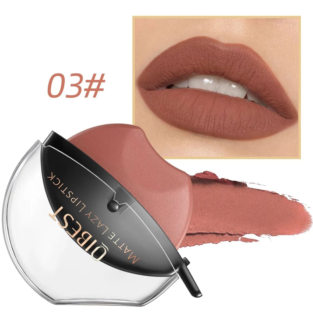QIBEST Lip - shaped Lipstick Makeup Lazy Lipstick Velvet Matte Moisturizing Lip Gloss Waterproof Non - stick Cup Long Lasting Makeup - SHOWLU FASHION STORE