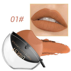 QIBEST Lip - shaped Lipstick Makeup Lazy Lipstick Velvet Matte Moisturizing Lip Gloss Waterproof Non - stick Cup Long Lasting Makeup - SHOWLU FASHION STORE
