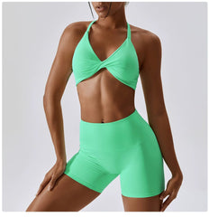 Quick - Drying Nude Feel Candy Color Yoga Suit Sexy Sports Running Fitness Clothes Suit Beauty Back Yoga Clothes Two - piece Set - SHOWLU FASHION STORE
