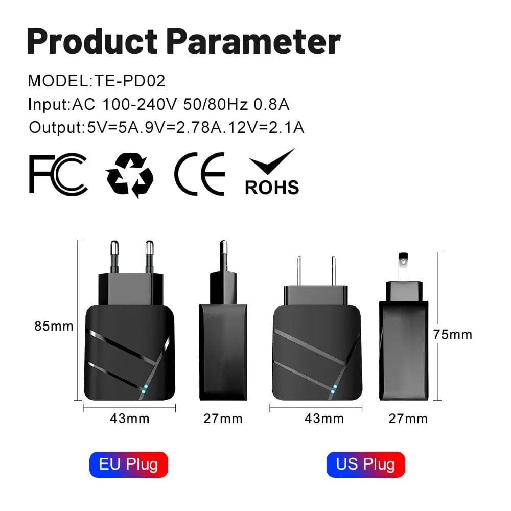 Rapid Charge USB Wall Adapter - SHOWLU FASHION STORE