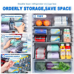 Refrigerator Organizer Bins 2 - layer Automatic Rolling Beverage Soda Can Storage Box for Fridge Beverage Organizer for Beer Soda - SHOWLU FASHION STORE