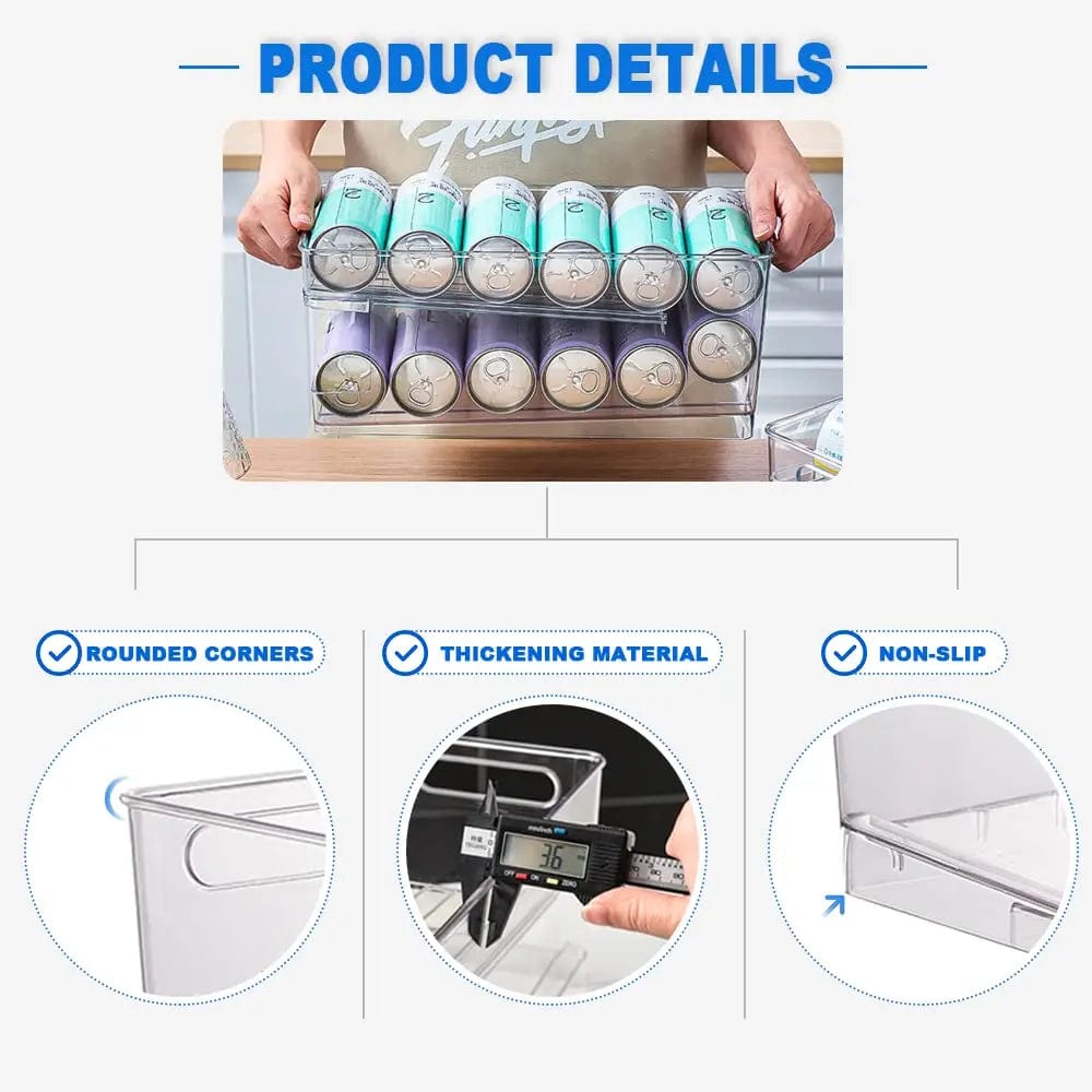 Refrigerator Organizer Bins 2 - layer Automatic Rolling Beverage Soda Can Storage Box for Fridge Beverage Organizer for Beer Soda - SHOWLU FASHION STORE