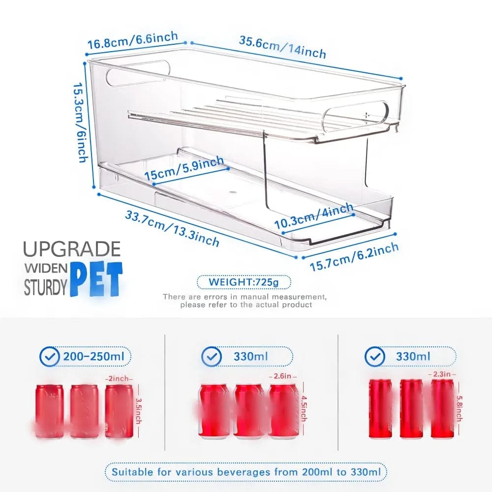 Refrigerator Organizer Bins 2 - layer Automatic Rolling Beverage Soda Can Storage Box for Fridge Beverage Organizer for Beer Soda - SHOWLU FASHION STORE