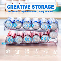 Refrigerator Organizer Bins 2 - layer Automatic Rolling Beverage Soda Can Storage Box for Fridge Beverage Organizer for Beer Soda - SHOWLU FASHION STORE