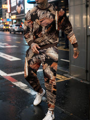 Retro 3D Tree Branch Hooded Sportswear Set - SHOWLU FASHION STORE