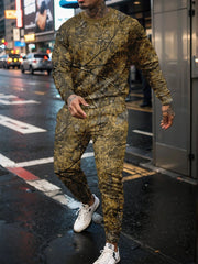 Retro 3D Tree Branch Hooded Sportswear Set - SHOWLU FASHION STORE