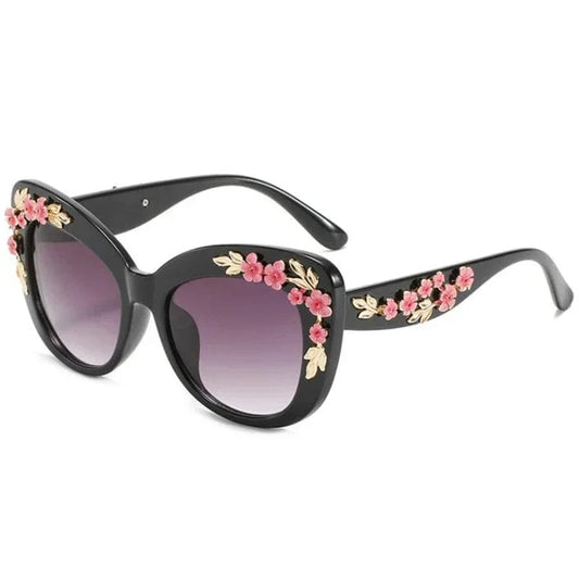 Retro Cat Eyes Sunglasses Flower Cat Eyes Sunglasses UV400 Butterfly Eyes Broken Plastic Gradient Men's and Women's Sunglasses - SHOWLU FASHION STORE