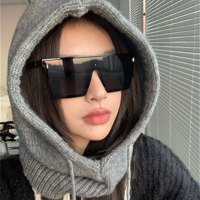 Retro Rectangular One - Piece Super Large Rim Sunglasses for a Slim Look - SHOWLU FASHION STORE