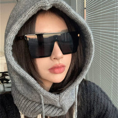 Retro Rectangular One - Piece Super Large Rim Sunglasses for a Slim Look - SHOWLU FASHION STORE