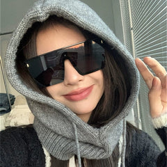 Retro Rectangular One - Piece Super Large Rim Sunglasses for a Slim Look - SHOWLU FASHION STORE