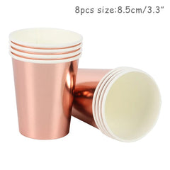 Rose Gold birthday Tableware Paper Towel Cup Plate tablecloth Disposable set Adult Birthday Party Decorations Wedding Tableware - SHOWLU FASHION STORE
