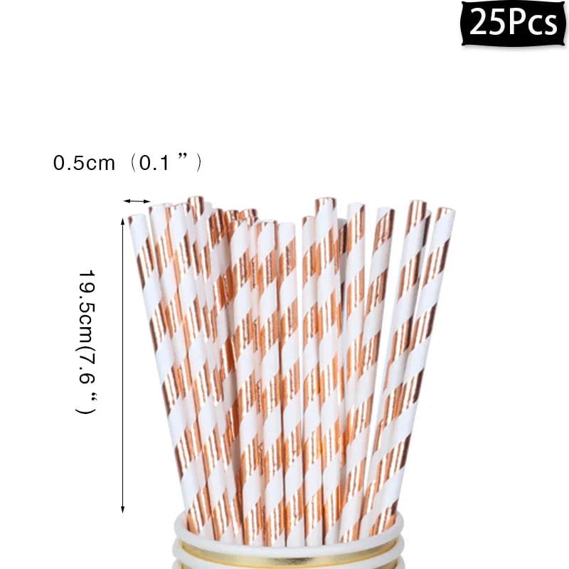 Rose Gold birthday Tableware Paper Towel Cup Plate tablecloth Disposable set Adult Birthday Party Decorations Wedding Tableware - SHOWLU FASHION STORE