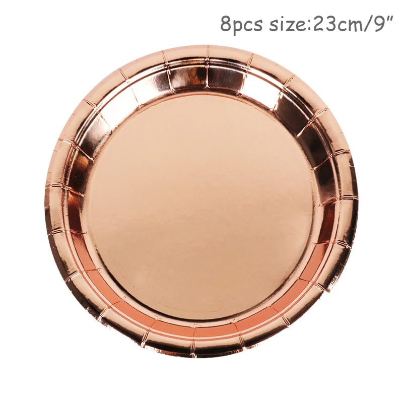 Rose Gold birthday Tableware Paper Towel Cup Plate tablecloth Disposable set Adult Birthday Party Decorations Wedding Tableware - SHOWLU FASHION STORE