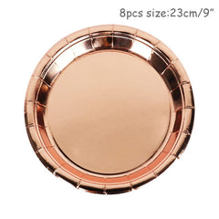 Rose Gold birthday Tableware Paper Towel Cup Plate tablecloth Disposable set Adult Birthday Party Decorations Wedding Tableware - SHOWLU FASHION STORE