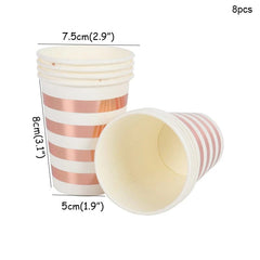 Rose Gold birthday Tableware Paper Towel Cup Plate tablecloth Disposable set Adult Birthday Party Decorations Wedding Tableware - SHOWLU FASHION STORE