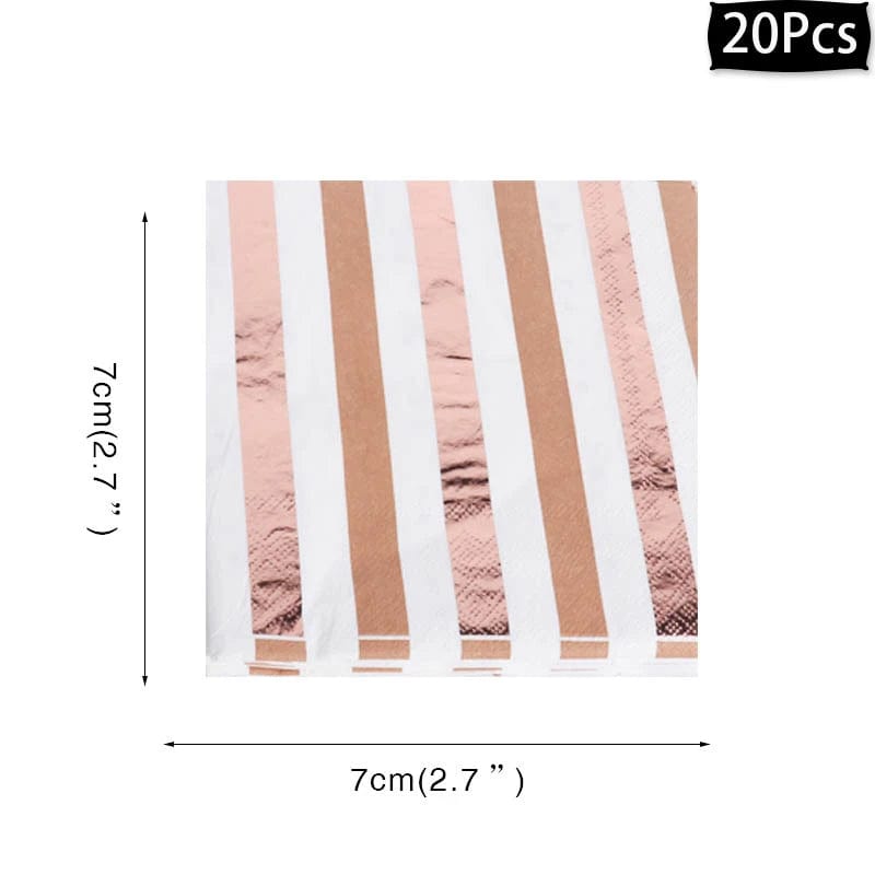 Rose Gold birthday Tableware Paper Towel Cup Plate tablecloth Disposable set Adult Birthday Party Decorations Wedding Tableware - SHOWLU FASHION STORE