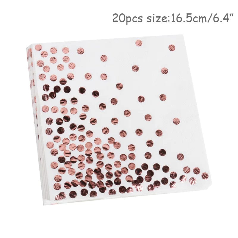 Rose Gold birthday Tableware Paper Towel Cup Plate tablecloth Disposable set Adult Birthday Party Decorations Wedding Tableware - SHOWLU FASHION STORE