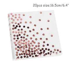 Rose Gold birthday Tableware Paper Towel Cup Plate tablecloth Disposable set Adult Birthday Party Decorations Wedding Tableware - SHOWLU FASHION STORE