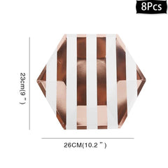 Rose Gold birthday Tableware Paper Towel Cup Plate tablecloth Disposable set Adult Birthday Party Decorations Wedding Tableware - SHOWLU FASHION STORE