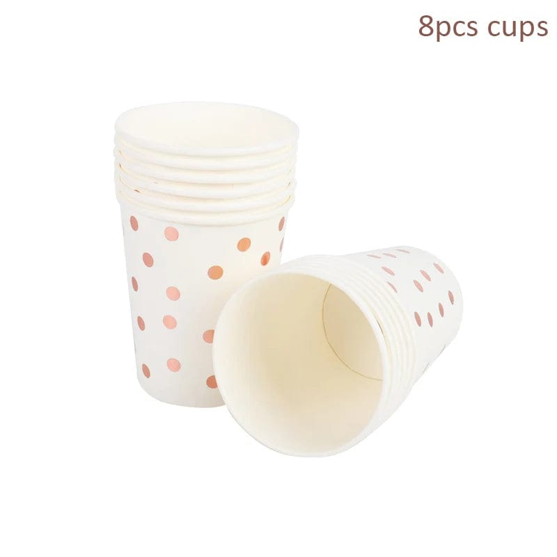 Rose Gold birthday Tableware Paper Towel Cup Plate tablecloth Disposable set Adult Birthday Party Decorations Wedding Tableware - SHOWLU FASHION STORE