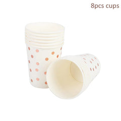 Rose Gold birthday Tableware Paper Towel Cup Plate tablecloth Disposable set Adult Birthday Party Decorations Wedding Tableware - SHOWLU FASHION STORE