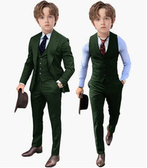 Royal Blue Kids Boys Suit Jacket Pants Vest 3 Piece Set Wedding Tuxedo Fashion Design 2 - 16 Years Customized Clothes Child Blazer - SHOWLU FASHION STORE