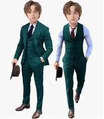 Royal Blue Kids Boys Suit Jacket Pants Vest 3 Piece Set Wedding Tuxedo Fashion Design 2 - 16 Years Customized Clothes Child Blazer - SHOWLU FASHION STORE