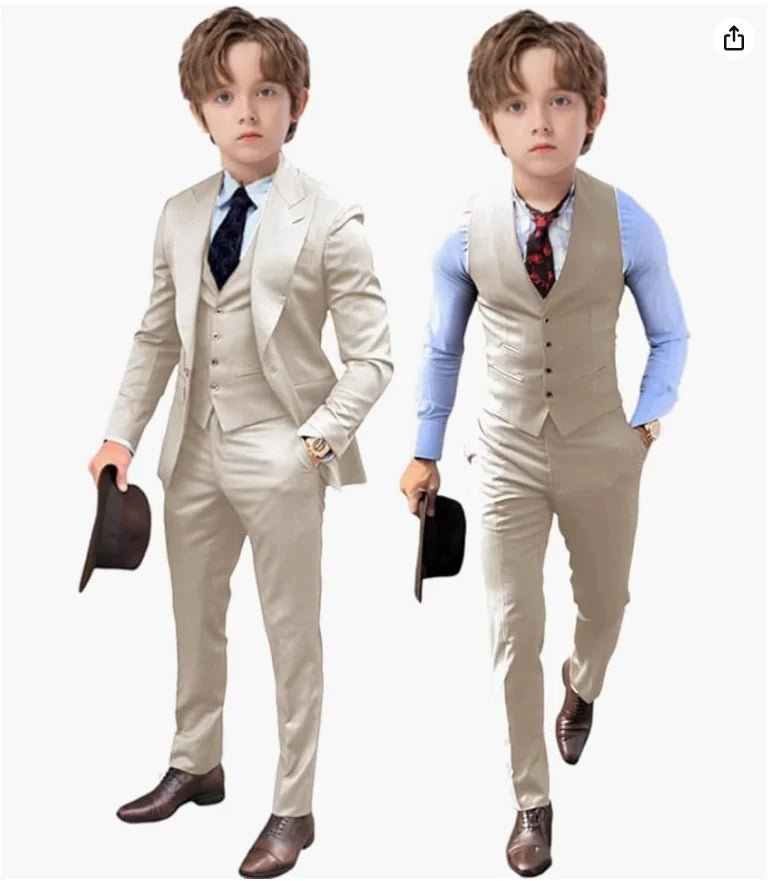 Royal Blue Kids Boys Suit Jacket Pants Vest 3 Piece Set Wedding Tuxedo Fashion Design 2 - 16 Years Customized Clothes Child Blazer - SHOWLU FASHION STORE