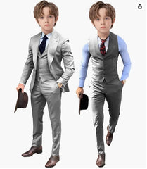 Royal Blue Kids Boys Suit Jacket Pants Vest 3 Piece Set Wedding Tuxedo Fashion Design 2 - 16 Years Customized Clothes Child Blazer - SHOWLU FASHION STORE