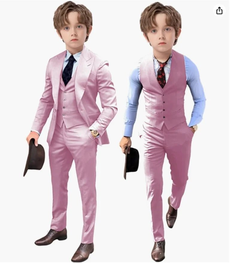 Royal Blue Kids Boys Suit Jacket Pants Vest 3 Piece Set Wedding Tuxedo Fashion Design 2 - 16 Years Customized Clothes Child Blazer - SHOWLU FASHION STORE