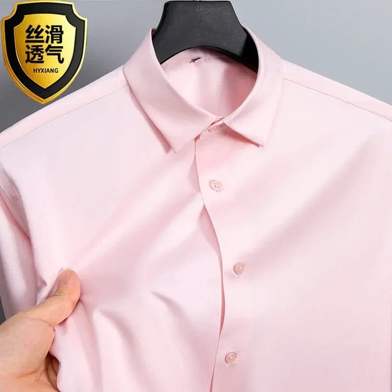 S - 6XL White Shirt Men's Spring and Autumn Business Dress Non iron Korean Fit Anti wrinkle Solid Color Shirt - SHOWLU FASHION STORE