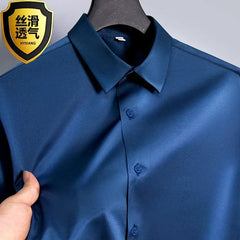 S - 6XL White Shirt Men's Spring and Autumn Business Dress Non iron Korean Fit Anti wrinkle Solid Color Shirt - SHOWLU FASHION STORE