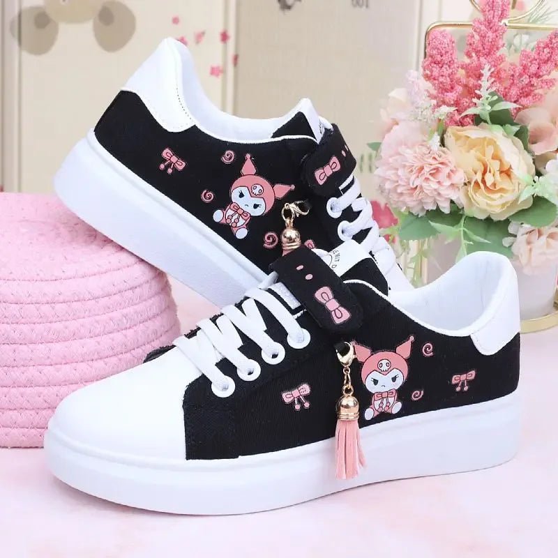 Sanrio Kuromi girl canvas shoes 2023 spring autumn sports shoes children's soft - soled sneakers student skate shoes casual shoes - SHOWLU FASHION STORE