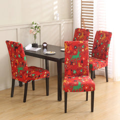 Santa Chair Covers for Dining Room Christmas Removable Slipcovers for Dining Chair Red Spandex Kitchen Chair Slipcovers Set - SHOWLU FASHION STORE