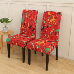Santa Chair Covers for Dining Room Christmas Removable Slipcovers for Dining Chair Red Spandex Kitchen Chair Slipcovers Set - SHOWLU FASHION STORE