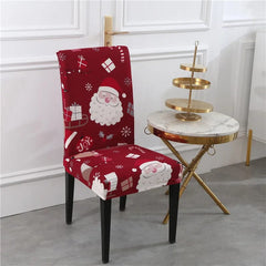 Santa Chair Covers for Dining Room Christmas Removable Slipcovers for Dining Chair Red Spandex Kitchen Chair Slipcovers Set - SHOWLU FASHION STORE