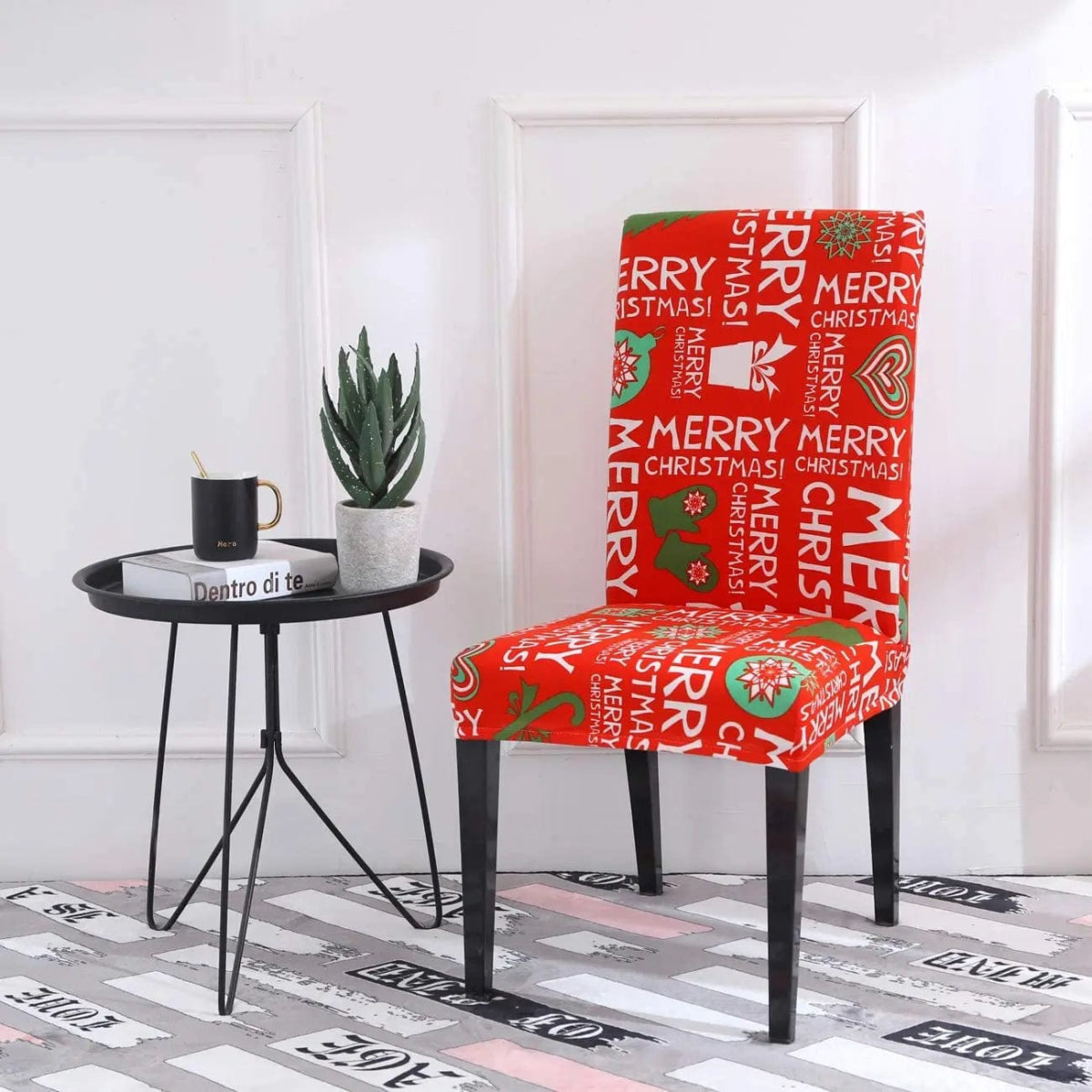 Santa Chair Covers for Dining Room Christmas Removable Slipcovers for Dining Chair Red Spandex Kitchen Chair Slipcovers Set - SHOWLU FASHION STORE