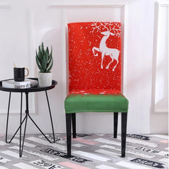 Santa Chair Covers for Dining Room Christmas Removable Slipcovers for Dining Chair Red Spandex Kitchen Chair Slipcovers Set - SHOWLU FASHION STORE