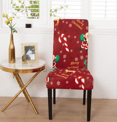 Santa Chair Covers for Dining Room Christmas Removable Slipcovers for Dining Chair Red Spandex Kitchen Chair Slipcovers Set - SHOWLU FASHION STORE