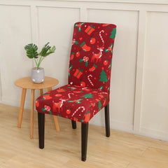 Santa Chair Covers for Dining Room Christmas Removable Slipcovers for Dining Chair Red Spandex Kitchen Chair Slipcovers Set - SHOWLU FASHION STORE
