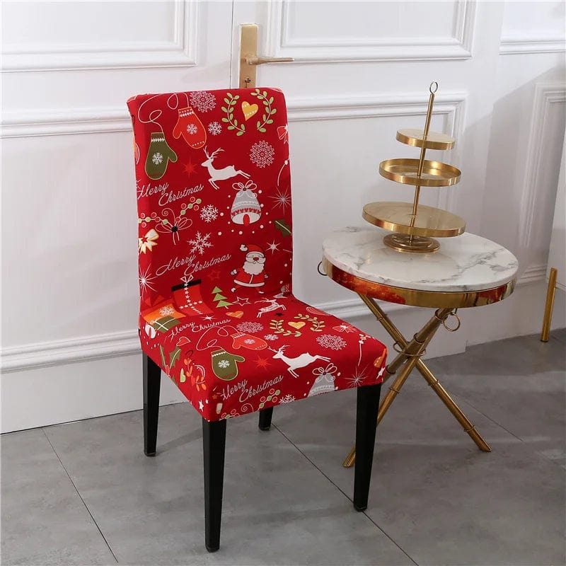 Santa Chair Covers for Dining Room Christmas Removable Slipcovers for Dining Chair Red Spandex Kitchen Chair Slipcovers Set - SHOWLU FASHION STORE