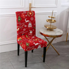 Santa Chair Covers for Dining Room Christmas Removable Slipcovers for Dining Chair Red Spandex Kitchen Chair Slipcovers Set - SHOWLU FASHION STORE